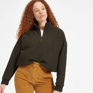 Everlane Green Half Zip Renew Fleece Pullover